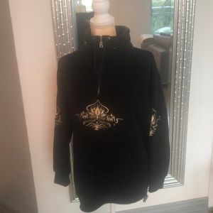 Bogner fleece pullover with embroidery detail